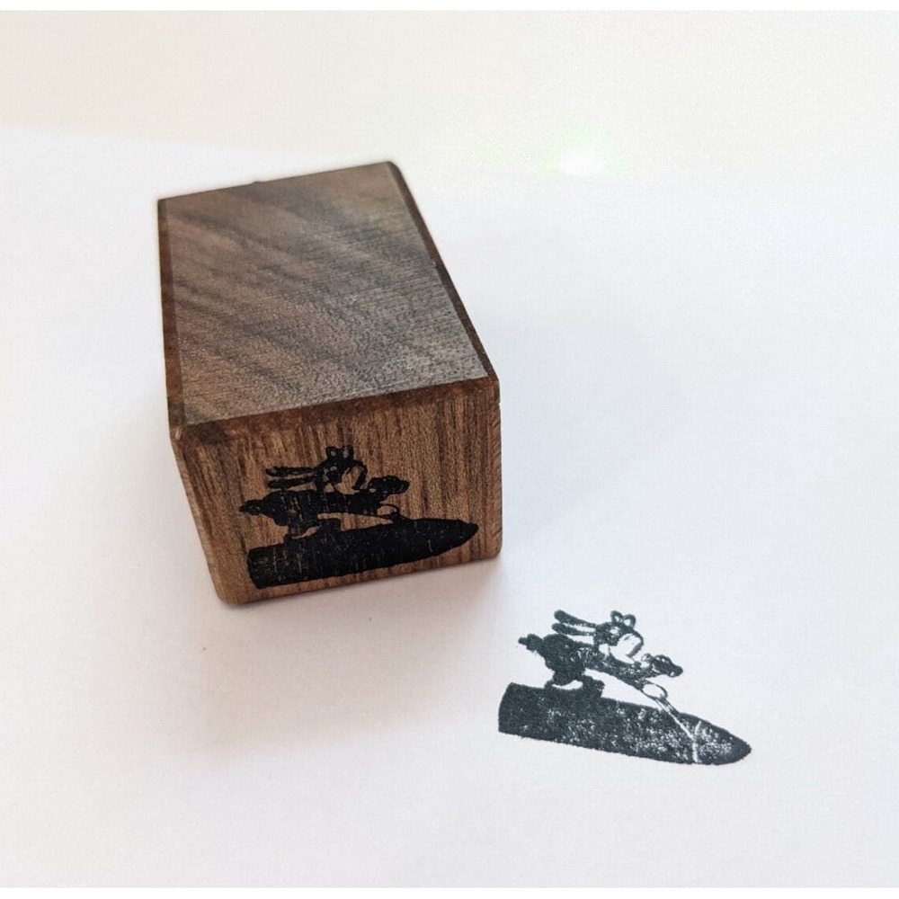Vintage Rubber Stamp Kellogg's Pep Cereal WWII Era Mickey Mouse on Torpedo RARE